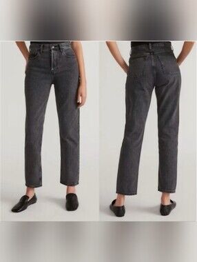 Everlane Washed Black Ankle Straight Jeans
